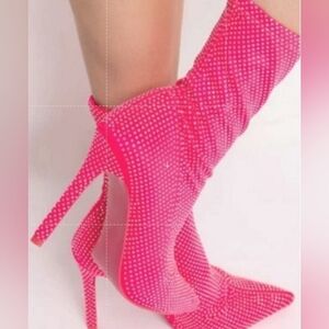 LIFE OF THE PARTY STILETTO RHINESTONE BOOTIES SIZE: 9.0